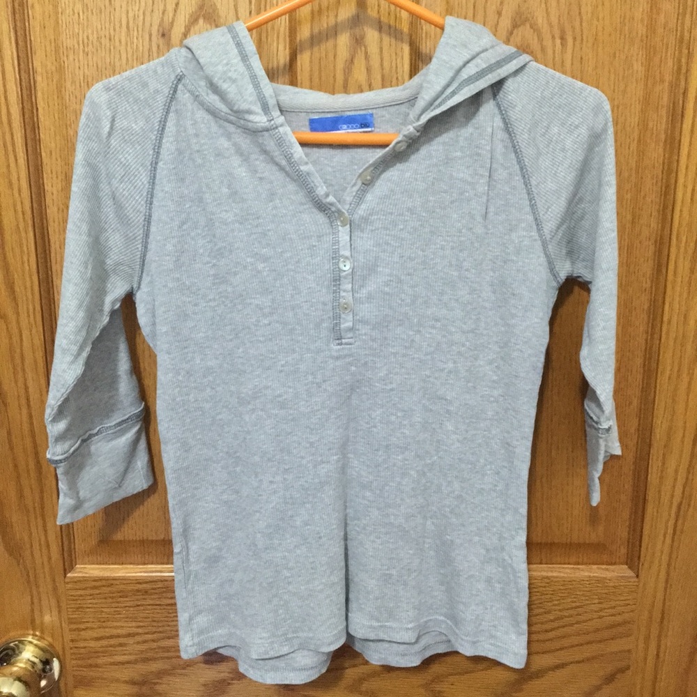 Gray hooded top